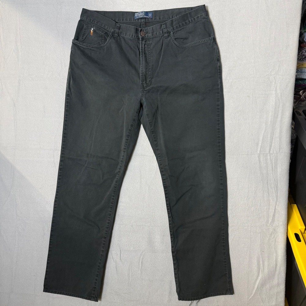 Polo Ralph Lauren Straight Leg Mens Chino Pants 36x30 Black Good Frayed RN41381